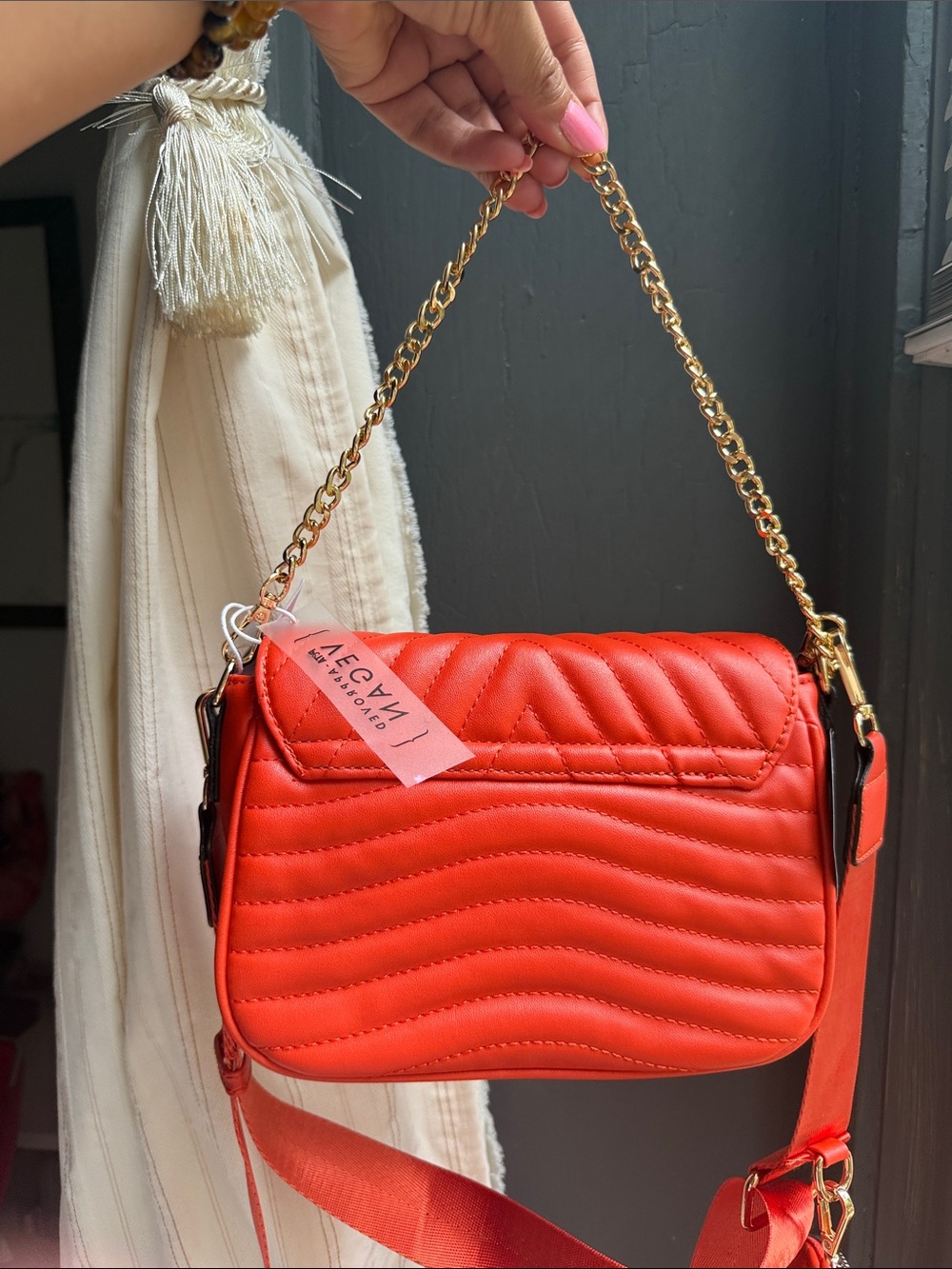 Quilted Crossbody Bag - guitar strap & chain strap included 8 by 6 by 3 - Picture 10 of 15